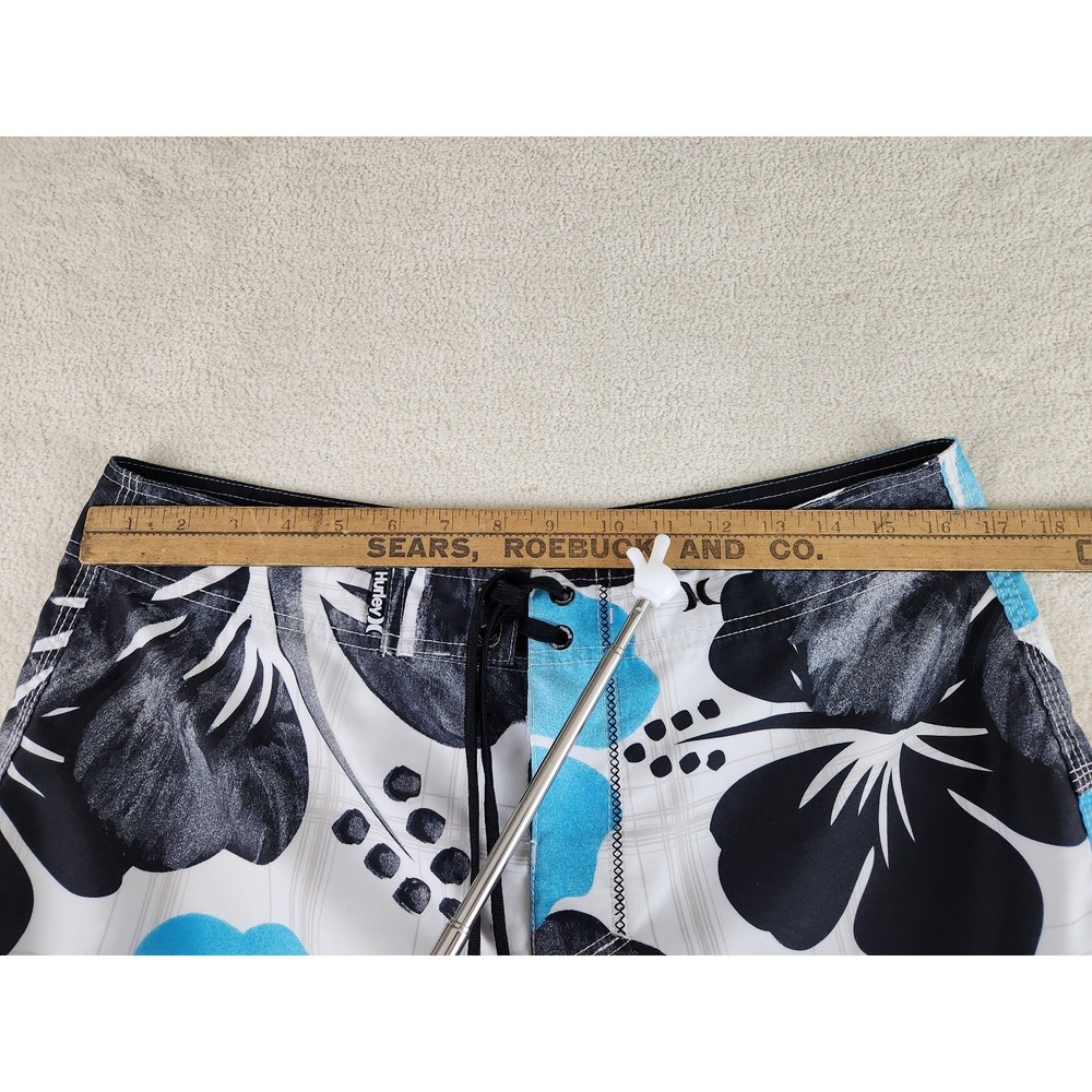 Hurley Mens Drawstring Board Shorts with Pocket VTG Y2K Floral Size 33 Retro - Picture 6 of 7